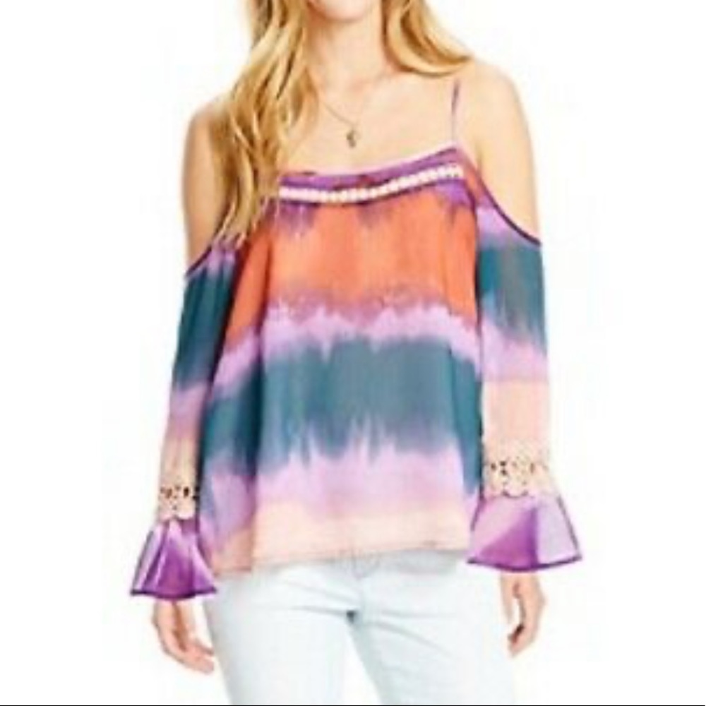 Jessica Simpson Cold Shoulder Tie Dye Top